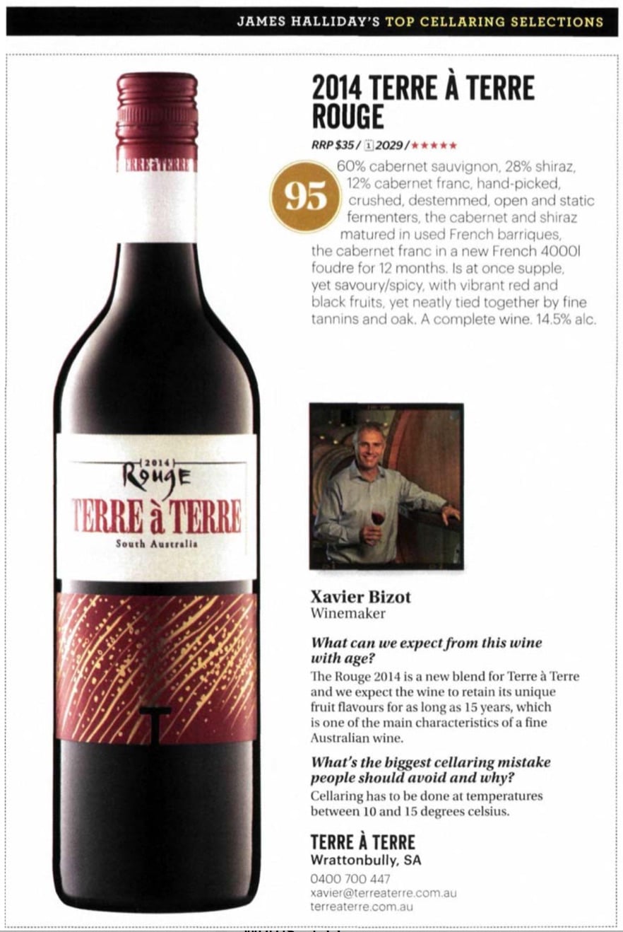 Rouge 2014 in James Halliday's Top Cellaring Selection "A complete